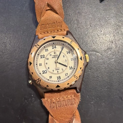 AF47 Vintage Timex Indiglo Adventurer Mens Watch Diver Style 40mm Untested As Is