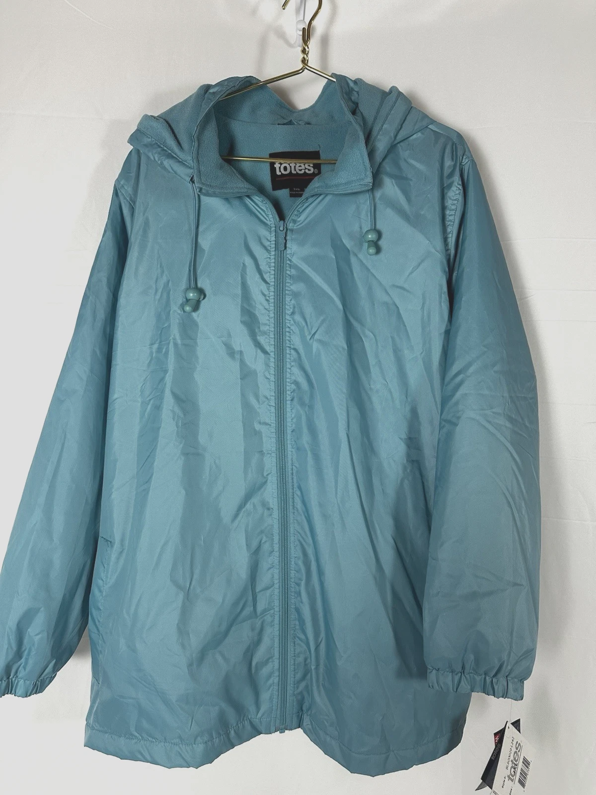 Totes Men's Full-Zip Fleece Lined Hooded Light Teal Storm Jacket 3XL NWT NEW