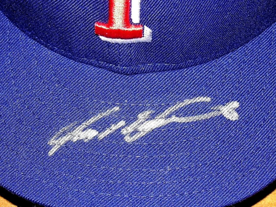 IVAN RODRIGUEZ TEXAS RANGERS HOF 2017 FIRMADO AUTO PRO NEW ERA GORRA SOMBRERO FLEER   Foto 2 de 4