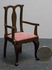 Dollhouse Miniature Armchair Walnut Chair 1:12 inch scale D122 Dollys Gallery