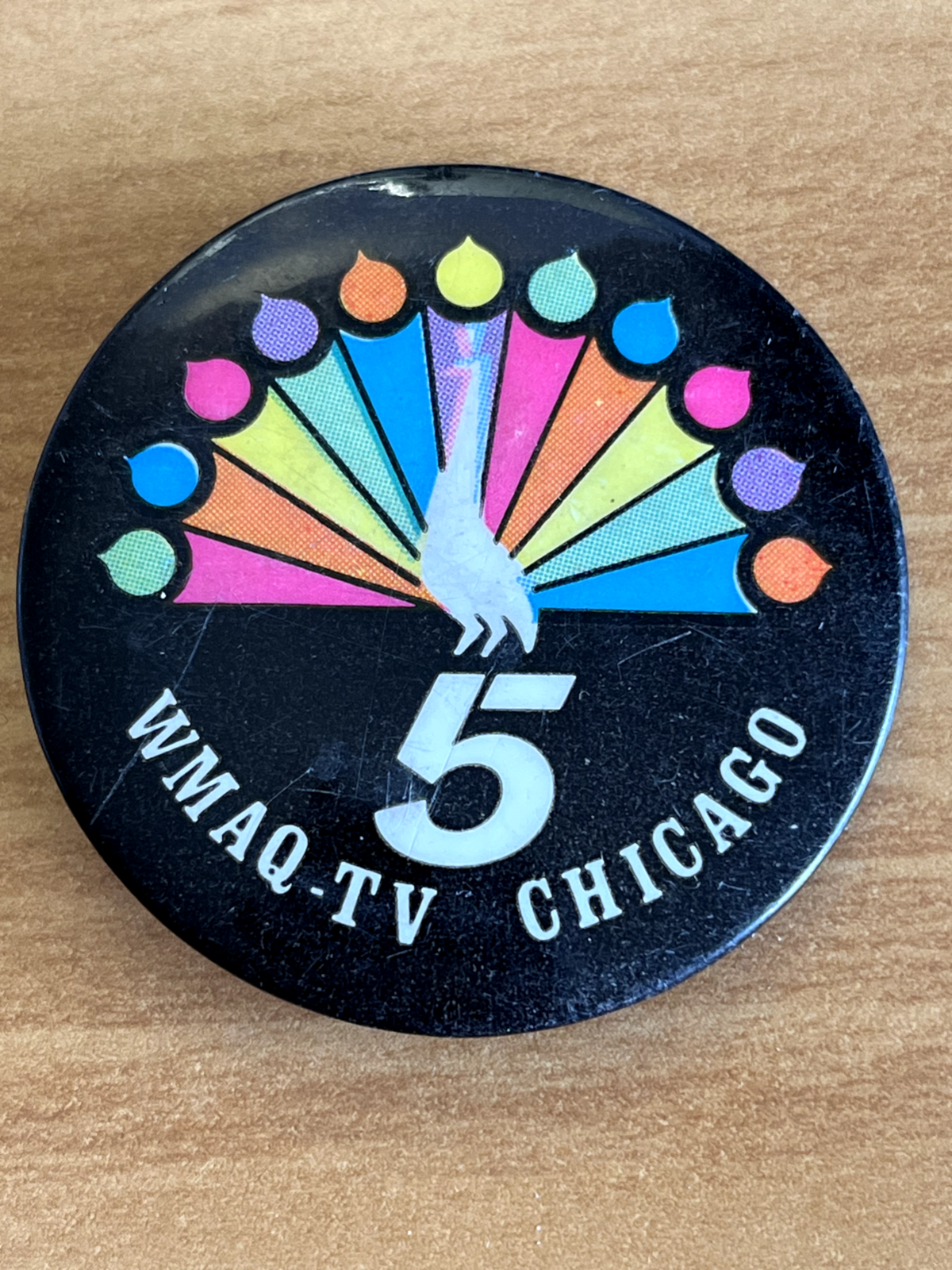 Button - WMAQ / NBC TV Chicago - Rainbow Peacock
