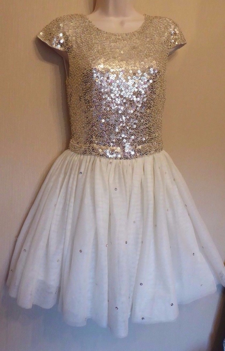 Topshop Dress Up UK10 EU38 US6 new cream sequin/bead dress with