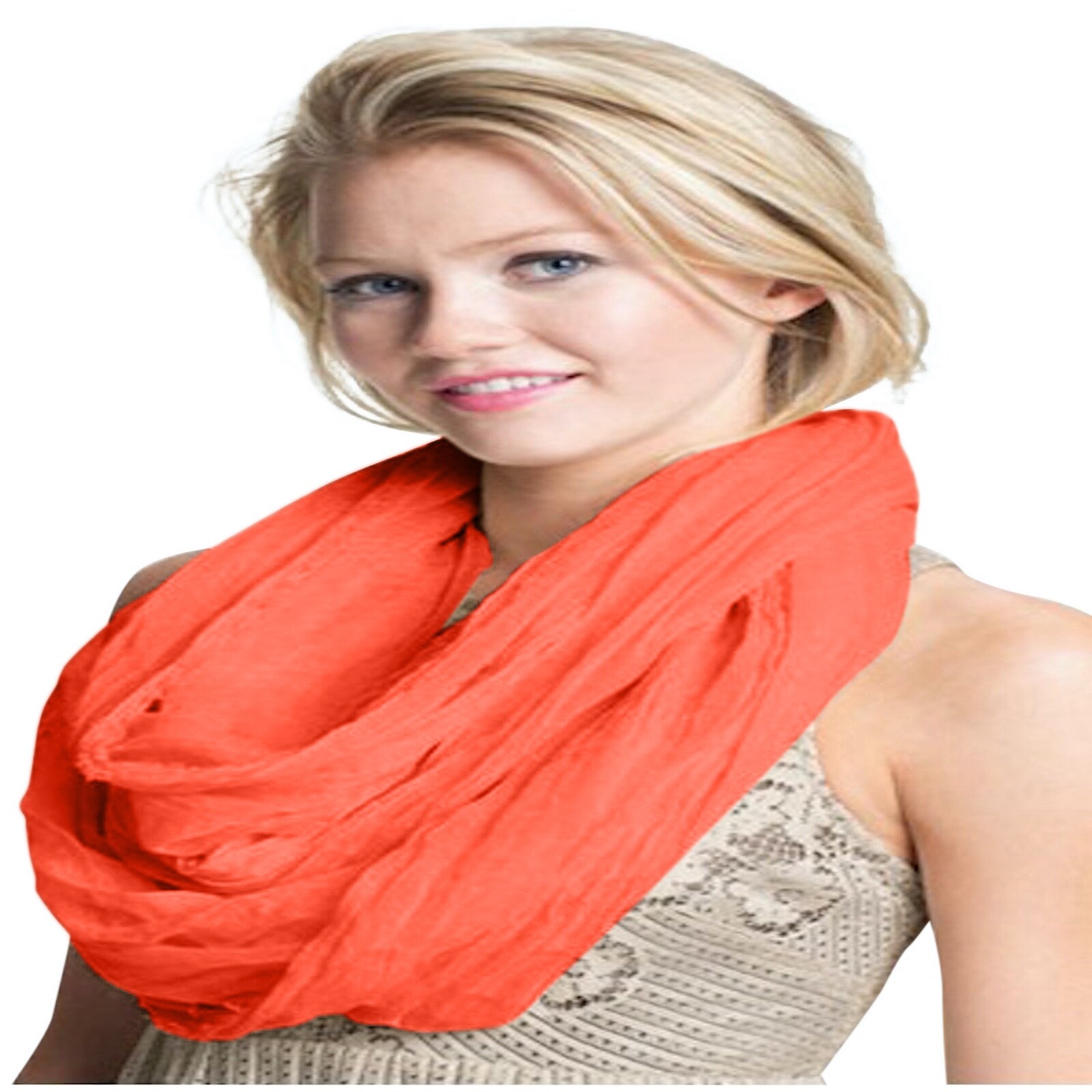 Orange Mobius Infinity Scarf Snood Cowl Tube Round Moebius Shawl CJ Apparel NEW