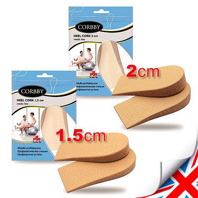 LIFT HEEL CORK PLUGS HQ Einlegesohlen Schuhe Spezial Absatzeinlagen 1,5 - 2cm 3 Gr.