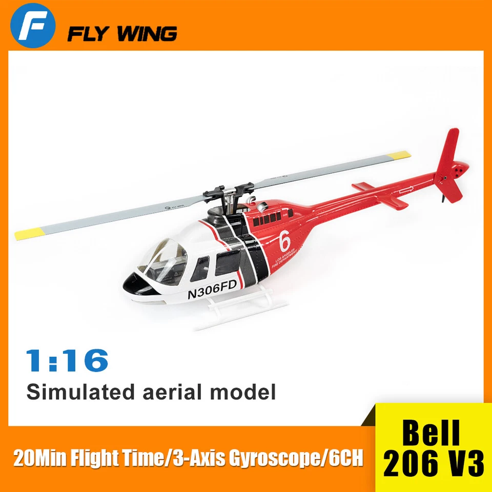 FLY Wing Bell 206 V3 6CH GPS Auto Return RC RTF Helicopters 2 Battery Aircraft - Image 4 of 4