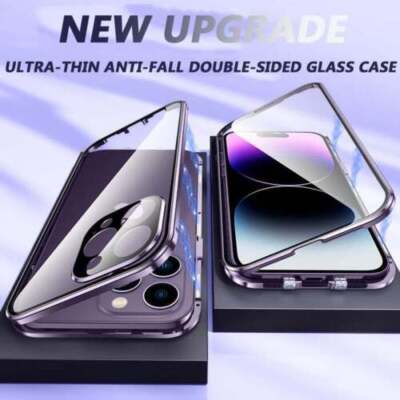 Magnetic Tempered Glass Double-sided Phone Case For iPhone 14
