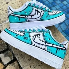 Nike Air Force 1 Custom 'Aqua Pool Blue' White Shoes Mens Womens Mens Womens