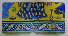 Islamic Antique: Persian Empire, "Zand" Dynasty, Figural, Cuerda Seca TILE PANEL