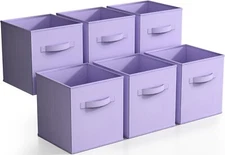 Foldable Storage Cube Basket Bin for Nursery, Playroom Closet & Shelves - Purple