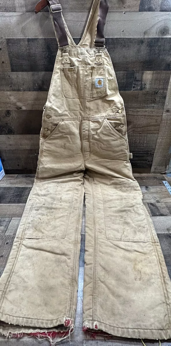 Vintage Carhartt 90s Made In USA Bibs Overalls Workwear Brown Double Knee  Work