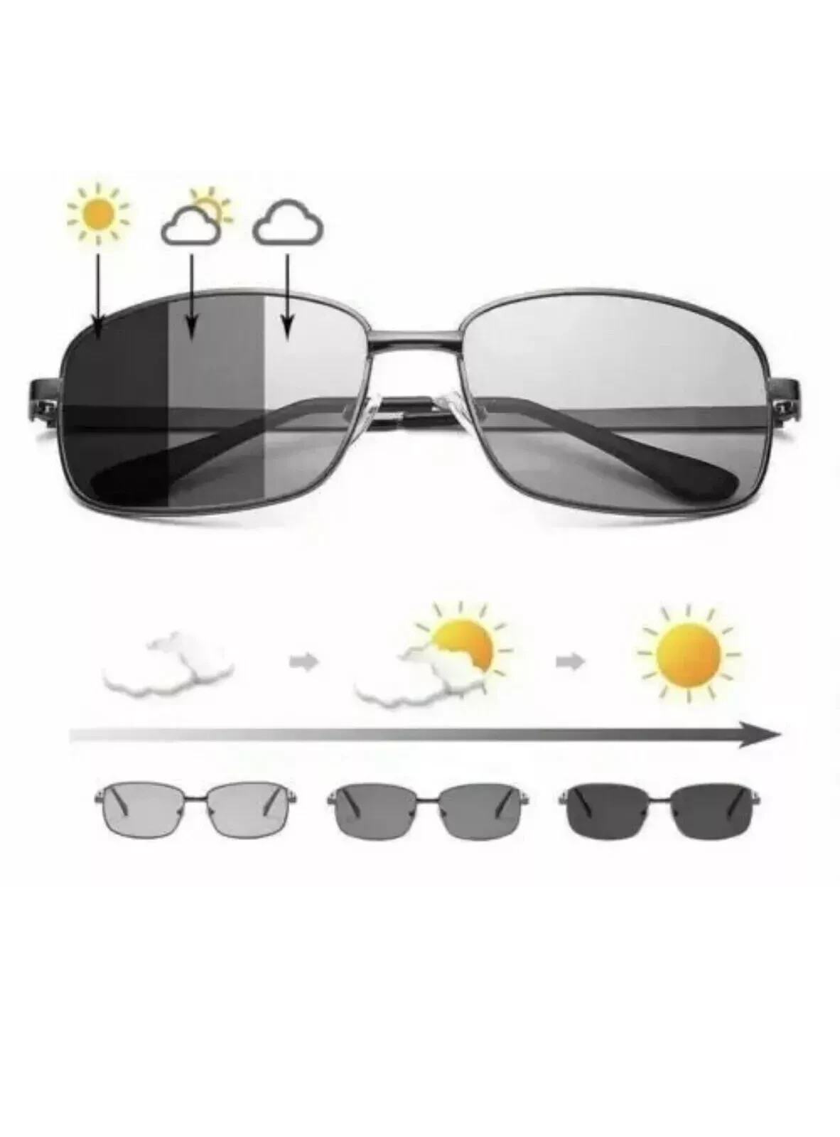 Mens Polarized Photochromic sunglasses UV400 Pilot Sport Glasses