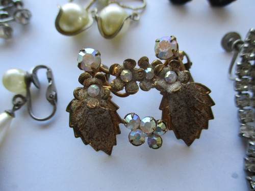 VINTAGE MODERN EARRINGS JEWELRY COLLECTION LOT HOOP DANGLE CLIP ON RHINESTONE - Picture 22 of 24