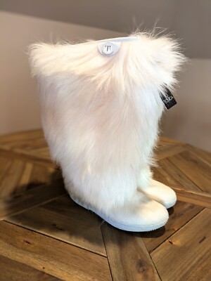 Vintage Tecnica Goat Fur Winter Boots White, Knee High NWT  599 Women's Size 10 