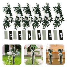 Wedding Chair Decoration 6pcs Chair Decoration Artificial Flower with Fabric