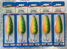 5 Packs Compac Firetag Neon Green Fishing Spoons Lures Pike Musky Pickeral