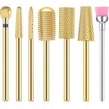 7 Pieces Nail Drill Bit Set, Tungsten Carbide Drill Bit Set, Cuticle Drill Bi...