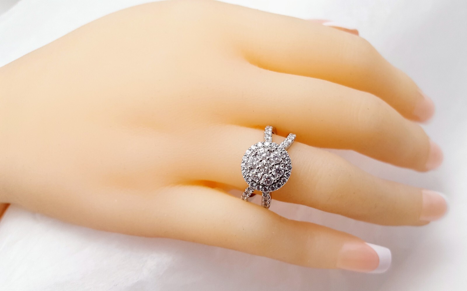 Unique 14K Solid White Gold Designer Split Shank … - image 16