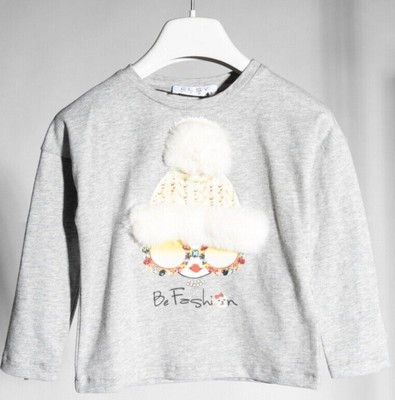 Italian designer ELSY Baby Girl T-Shirt Top Fur Trim 18 months RRP £126 