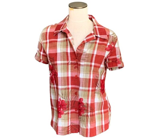 Chemise Flanelle à Carreaux Marron Lemon Grass - Motif épouvantails (Scarecrows) - Taille L Femme