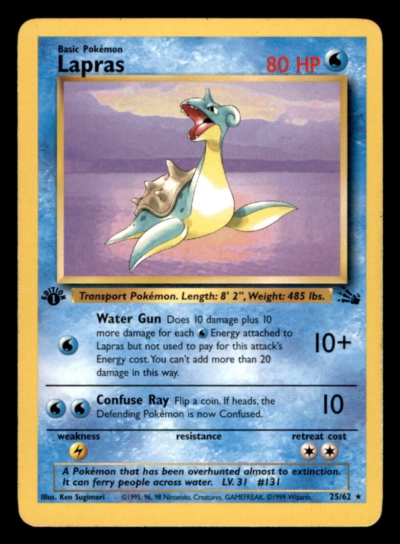 1999 Pokemon Fossil 1st Edition #25 Lapras NM/MT