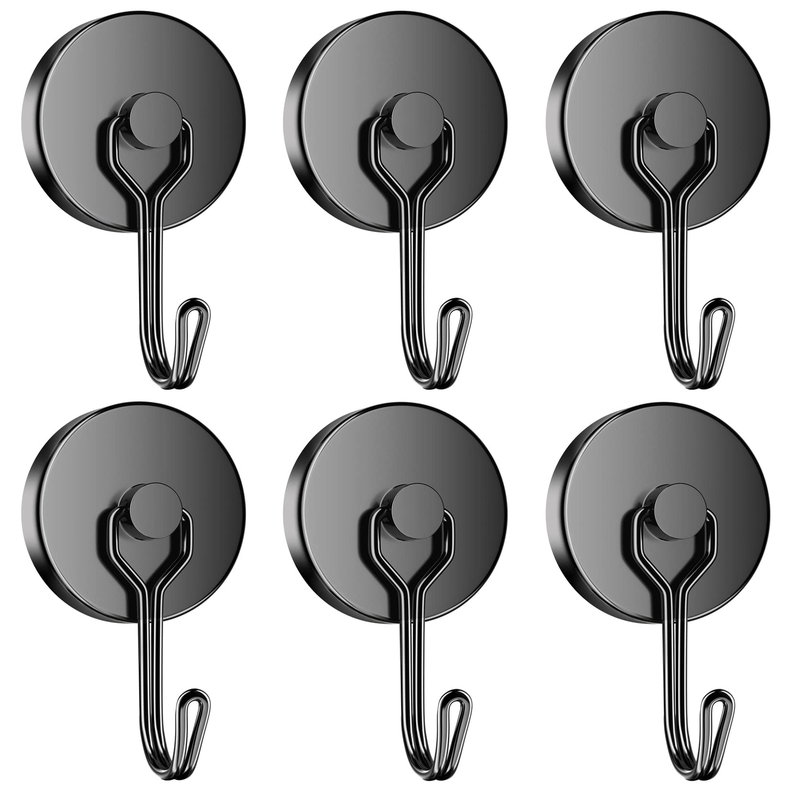 6 Pack Magnetic Hooks 110 LBS Heavy Duty Neodymium Magnet Hook Strong Swivel ...
