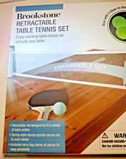 Brookstone Retractable Table Tennis Set Expandable Net Glow in the Dark Balls
