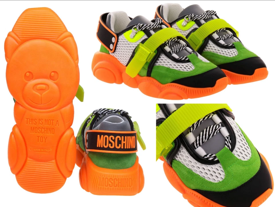 MOSCHINO COUTURE Special Teddy Shoes Fluo Sneakers Trainers Schuhe Turnschuhe 44