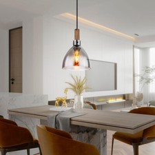 Pendelleuchte Hängelampe Deckenlampe schwarz Rauch Glas Halbkugel 20 x 120 cm