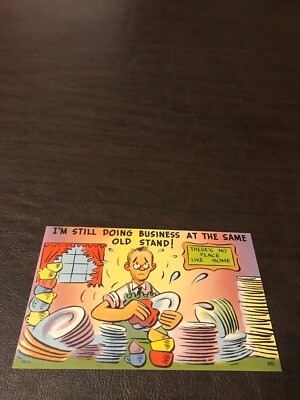 EARLY HUMOR UNPOSTED POSTCARD - I'M STILL DOING BUSINESS AT THE SAME OLD STAND!