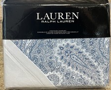 RALPH LAUREN BANTRY PAISLEY BLUE FLANNEL KING DUVET COMFORTER COVER SET SHAMS