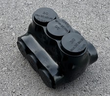 Dual Sided Entry - 600V Black Insulated 3 Ports Connector Wire Range 3/0 - 6 AWG
