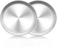 Stainless Steel Pizza Pan Round Pizza Tray Plate for Pie Pizza 10 Inch 2 Pcs