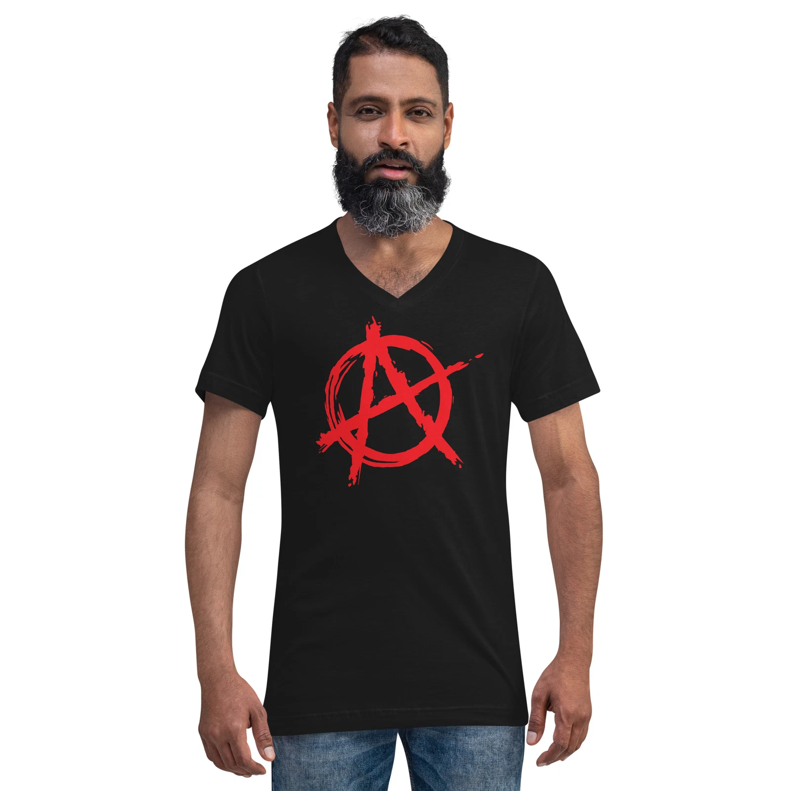 Red Anarchy is Order Symbol Punk Rock Unisex Short Sleeve V-Neck T-Shirt