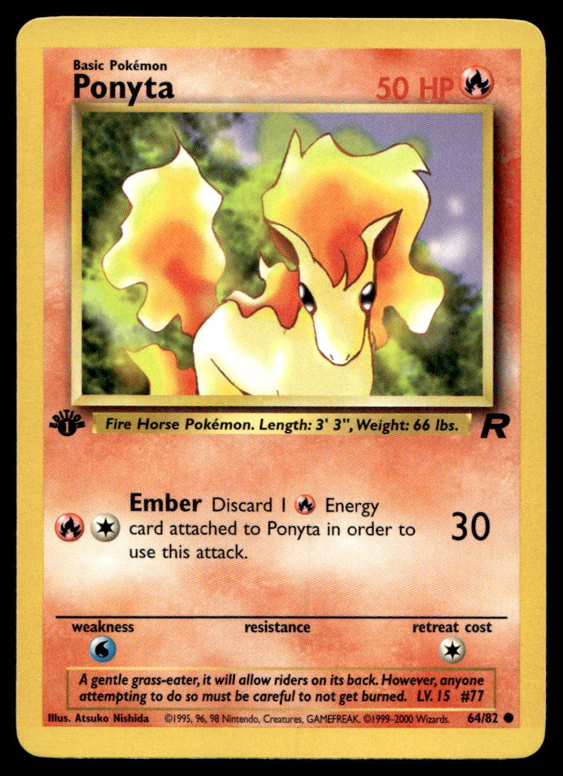 Pokemon TCG Team Rocket #64/82 Ponyta 1st Edition NEAR MINT