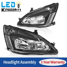 Black Clear Corner Headlights Assembly For 2003-2007 Honda Accord Pair Headlamps