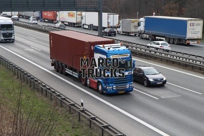 LKW Foto Scania R 440 Container-Sattelauflieger Niederlande blau R.J. Mul #h5vd