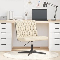 BüRostuhl Drehbar Creme Stoff Gepolstert Armlehnen HöHenverstellbar