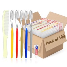 100 Pack Disposable Toothbrushes with Toothpaste and Comb for Homeless Indivi...
