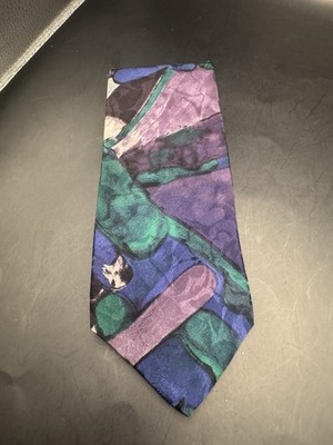 Arnold Palmer  Men's Silk Necktie Abstract Purple Blue Green Vintage 3.5 W