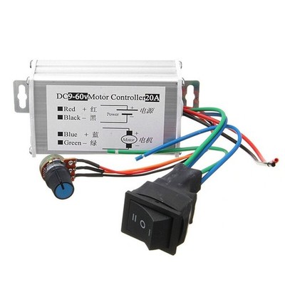 PWM DC Brush Motor Stepless Variable Speed Controller Switch 12V 24V 48V 60V 20A