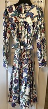NWT Tory Burch Quilted Yoke Midi Dress Size 6 Pocket Cotton Porcelain Thistle