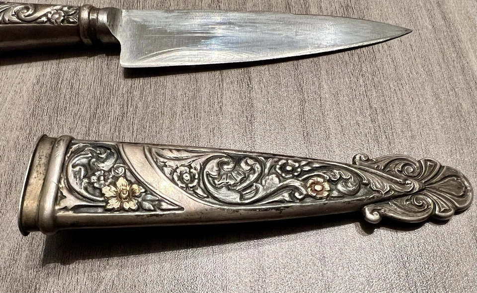 Cuchillo y funda bota facón gaucho plata .800 Argentina de colección 7” firmado PF Foto 3 de 4