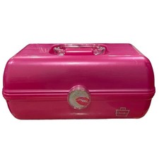 VTG Caboodles Makeup Case Caddy Organizer Hot Pink w Mirror 90s Y2K Made in USA