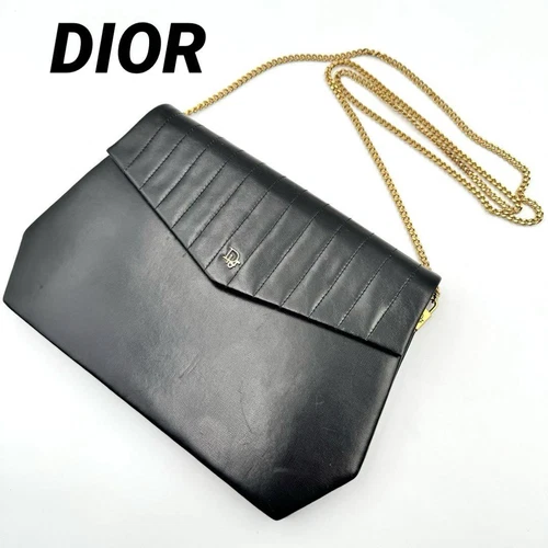 Sac bandoulière chaîne DIOR noir logo marque cuir