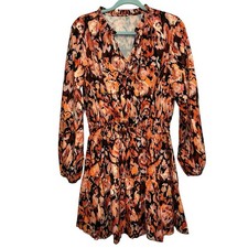 Cupshe Floral Mini Dress Large NWT Long Sleeve Smocked Waist Boho Dress