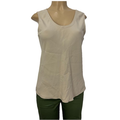 Eileen Fisher Silk Stretch Tank Top Shirt Women Size M Basic Camisole Beige $230