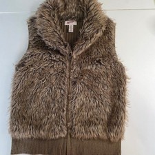 Arizona Jeans Co Kids Girls Brown Faux Fur Knit Vest Size M