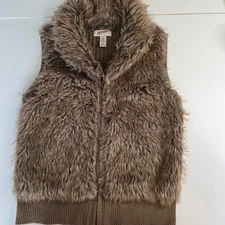 Arizona Jeans Co Kids Girls Brown Faux Fur Knit Vest Size M