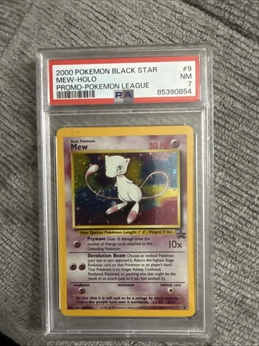 Mew 9 Black Star Promo 2000 Holo Rare Pokémon TCG Card PSA 7 NM SWIRL