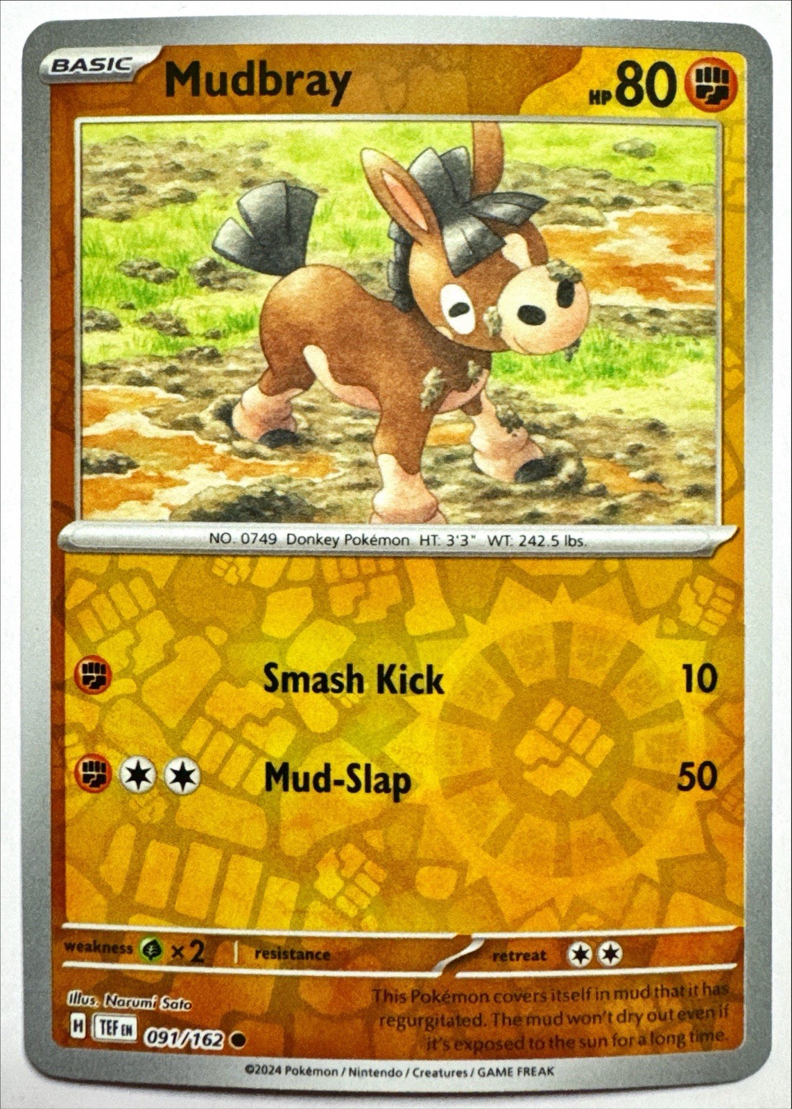 Pokemon MUDBRAY 91/162 Temporal Forces Reverse Holo NM